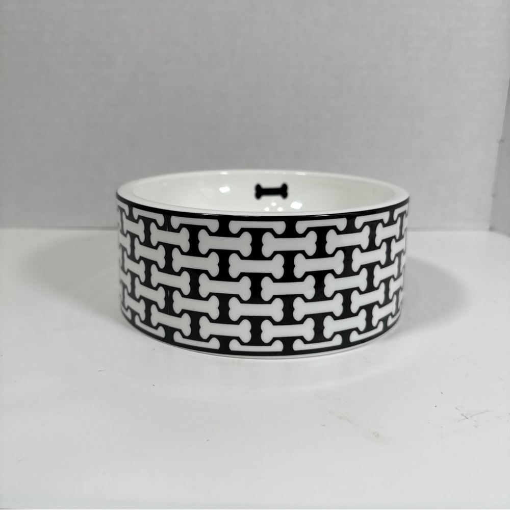 Halcyon Days Fine Bone China Bone Trellis Black & White Pet Bowl